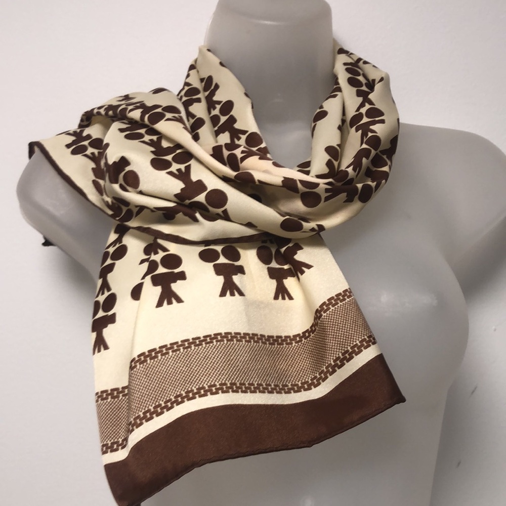 VTG Charming Scarf Old Movie Camera Print Nylon Made in Japan Rare Find